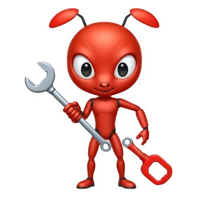 red ant holding a wrench sticker