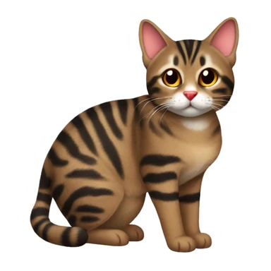 brown tabby cat black stripes, red nose and butterfly   sticker