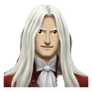 Alucard with long white hair sticker