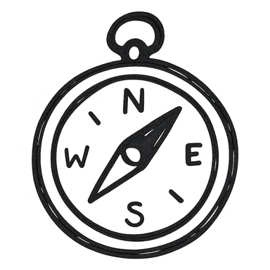 compass icon, hand drawn outline, minimal icon style sticker