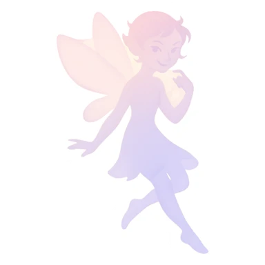 delicate figure with a soft glow, playful mischief in the eyes, and an enchanting aura, in a minimalist silhouette with pastel colors sticker