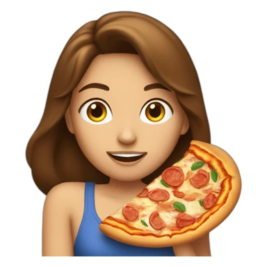 Brunette eating Pizza sticker