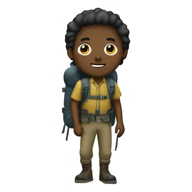 Backpacking in the woods, black hair man sticker