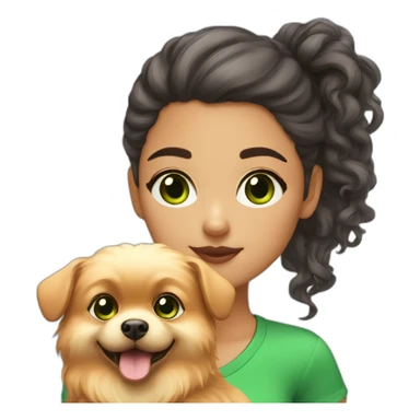 light-skinned-girl-with-green-eyes-wolk-with-red-pomeranian sticker