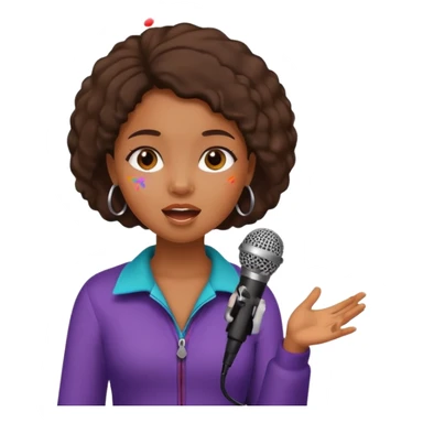 African American girl singing with microphone in her hand Abe music notes everywhere sticker