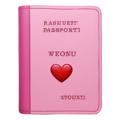 Pink passport with heart shaped stamp sticker