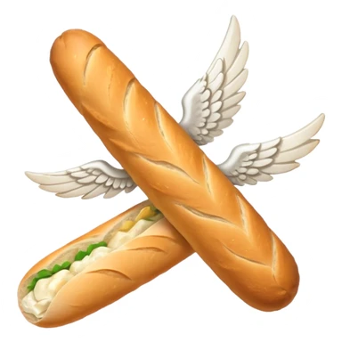 baguette with tiny angel wings floating sticker