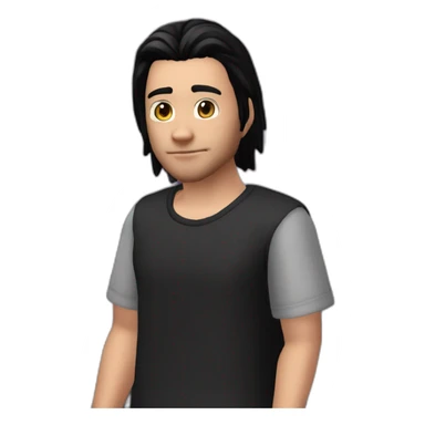 Sims+4+Anime+Mortimer+Goth-Man-dark-hair-black-tshirt+perfectly-centered sticker