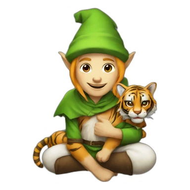 Lutin avec un tigre sticker