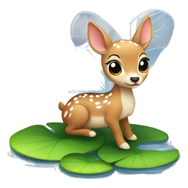 a fawn with fairy wings standing on a lilypad sticker