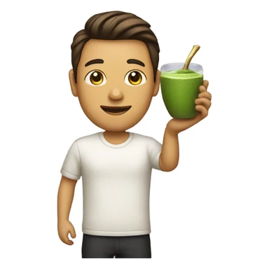 Create gold men who is holding matcha tea in his hand sticker