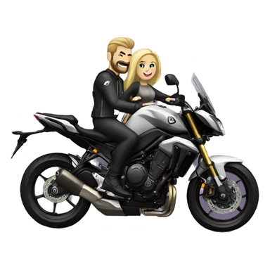 Caucasian man and woman with blonde hair riding on Yamaha mt 10 bike sticker