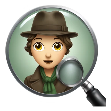 Female Sherlock holmes in deer stalker hat looking through magnifying glass sticker
