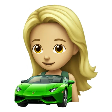 Green lamborgini technica with kid in it sticker