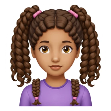 Half up half down  pigtails curly hairbrown girl sticker