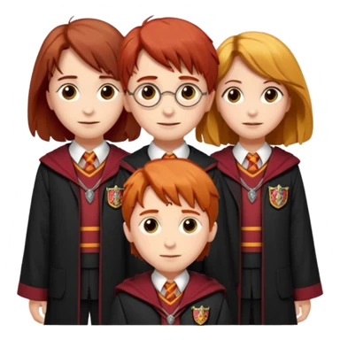 harry potter, ronald weasley and hermione granger in gryfinndor uniform sticker