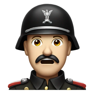 an angry screaming soldier 1940 with moustache, black uniform and black big helmet sticker