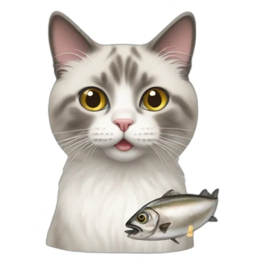 ragdoll cat eating a sardine sticker