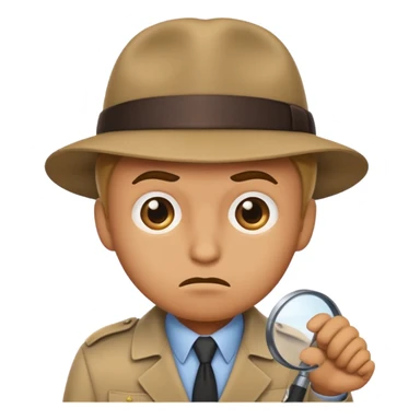 emoji of a detective inspecting a meme with a skeptical expression sticker