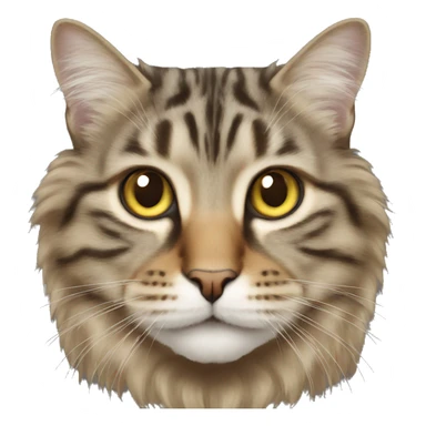 Long haired tabby cat face sticker