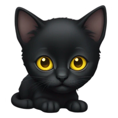 Black kitten with yellow eyes is sitting  sticker