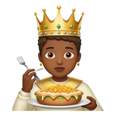 a black person with a crown and food in mouth sticker