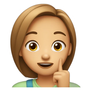 the girl points her finger at her mouth Quiet, don't make noise. sticker