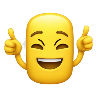 yellow face emoji smiling with two fingers and thumb up to head sticker
