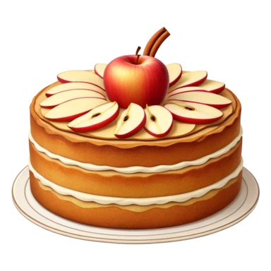 cinematic-realistic-apfelkuchen-cake-emoji,-depicted-as-a-classic-cake-with-cinnamon-and-thinly sliced apples on the top a few neatly spread out-rendered-with-soft-textures-and-warm,-inviting-lighting. sticker
