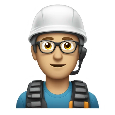 Caucasian man wearing helmet, glases and earplugs sticker