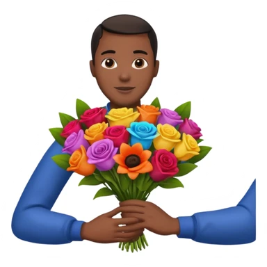 Black Male hand give a bogue of flowers sticker