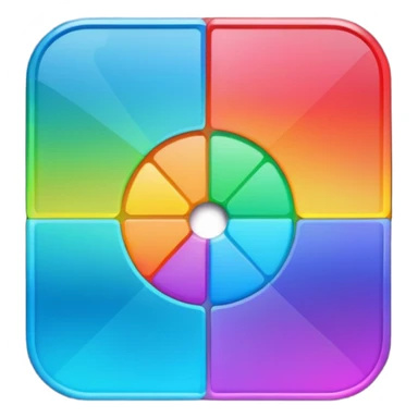 Davinci resolve "Color managment" shape, glossy iconm (rainbow colors) square with rounded edges  sticker