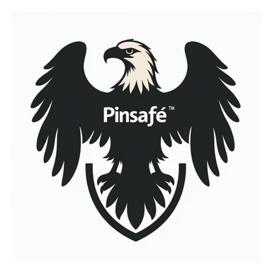 photorealistic eagle perched on a shield, word 'Pinsafe' subtly incorporated, eagle strong and alert, symbolizing protection and security, sleek corporate color palette sticker