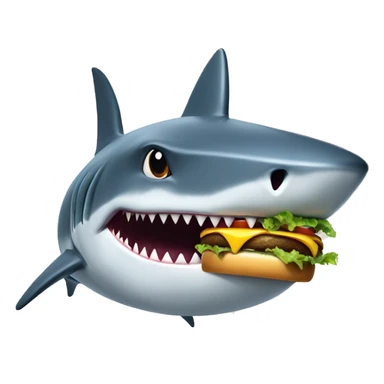 Shark eating a cheeseburger  sticker