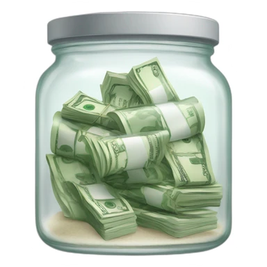 clearjar with cash inside of it, I want the clear to be clear glass with no colour shade on it sticker