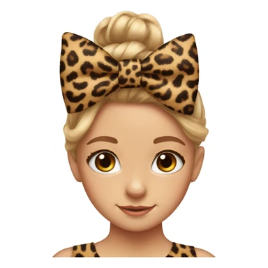 leopard print bow in girls hair sticker