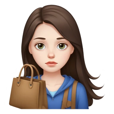 beautiful pale brunette girl with long hair tired with bags under eyes sticker