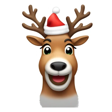 Reindeer winking with a Santa hat  sticker