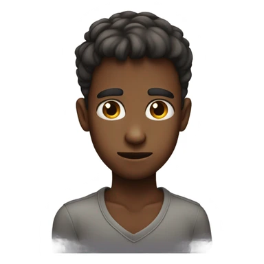 Shy boy with eyes looking down not fully and make the eyebrows tilted downwards sticker