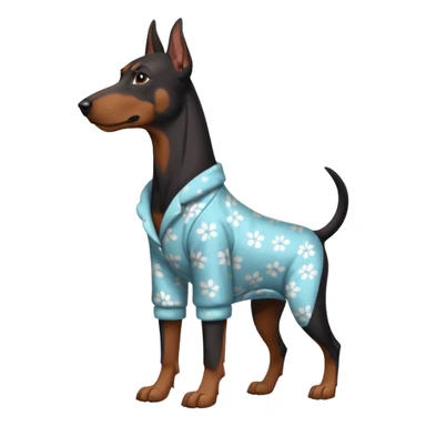 Doberman with pajamas on sticker