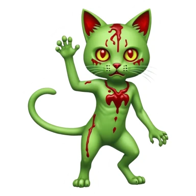 bloody green zombie cat full body with action pose sticker