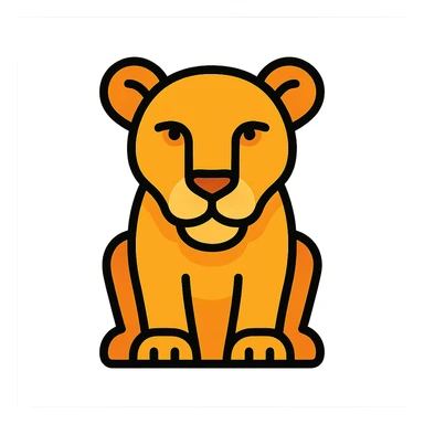 lioness, lineal color icon, clean and modern sticker