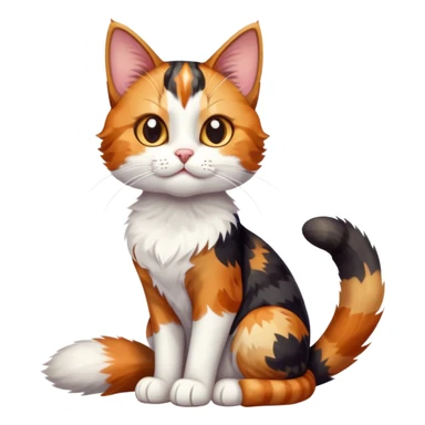 cinematic-[calico tabby cat]-realistic-full-body-sitting-emoji,-tail-curled-playfully-around-its-paws, cinematic-cute-calico-cat-portrait-emoji,-head-tilted-playfully-with-sparkling,-inquisitive-eyes-and-a-charming-patchwork-fur-of-orange,-black,-and-white,-simplified-yet-irresistibly-adorable,-highly-detailed,-glowing-with-a-warm,-invit (3) sticker