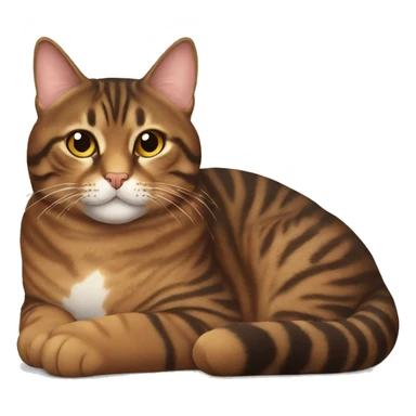 a fat brown tabby cat laying down sticker