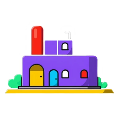 A cartoonish bunker with bright colors and playful elements. sticker