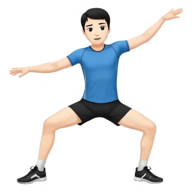 Hombre blanco pelinegro haciendo estiramientos de piernas sticker