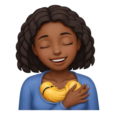 Black girl smiling eyes closed while choking herself  sticker