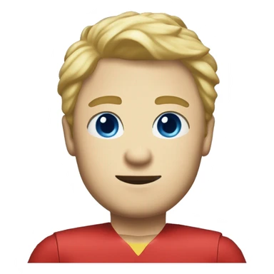 Man with blonde hair and blue eyes wearing blue super suit with gold shoulder pads and a red collar who is pregnant emoji
 sticker