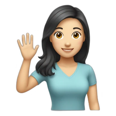 asian young woman waving smiling no body visible sticker