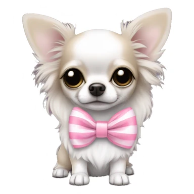 cute black with white long haired chihuahua with white stripe on forhead a cute pink bow sticker
